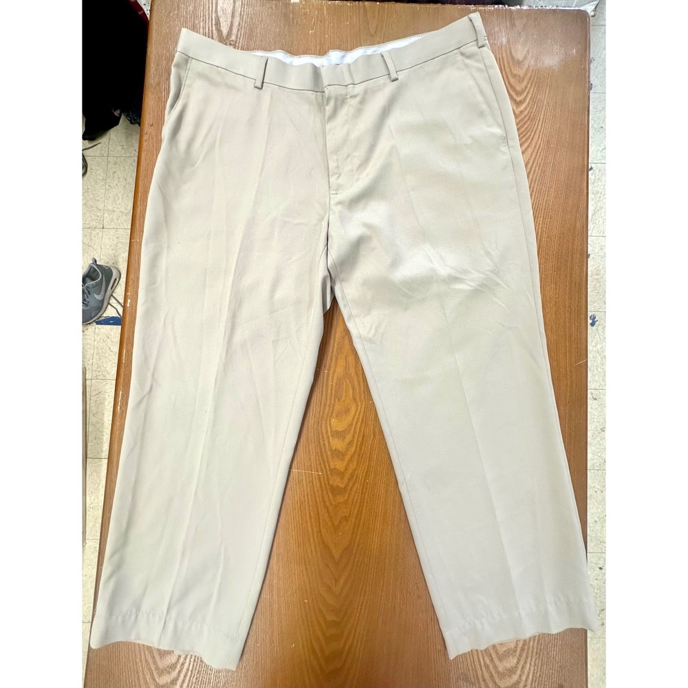 PGA Tour Mens Golf Pants 40x30 Khaki Tan Flat Front Stretch Performance